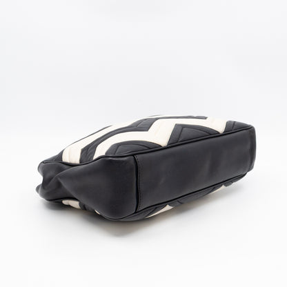 GG Medium Marmont Matelasse Tote Bag Black & White Leather