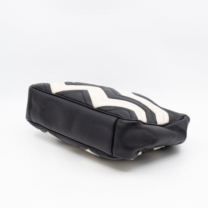 GG Medium Marmont Matelasse Tote Bag Black & White Leather