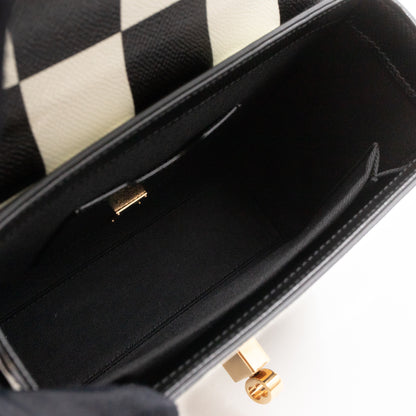 Padlock Flap Bag Black & White Grained Leather