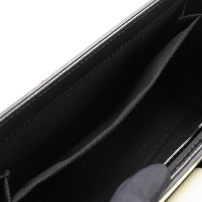 Padlock Flap Bag Black & White Grained Leather