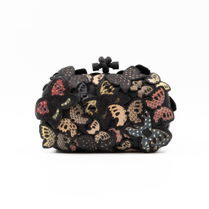 Knot Clutch Black Butterfly Embellished Black Leather