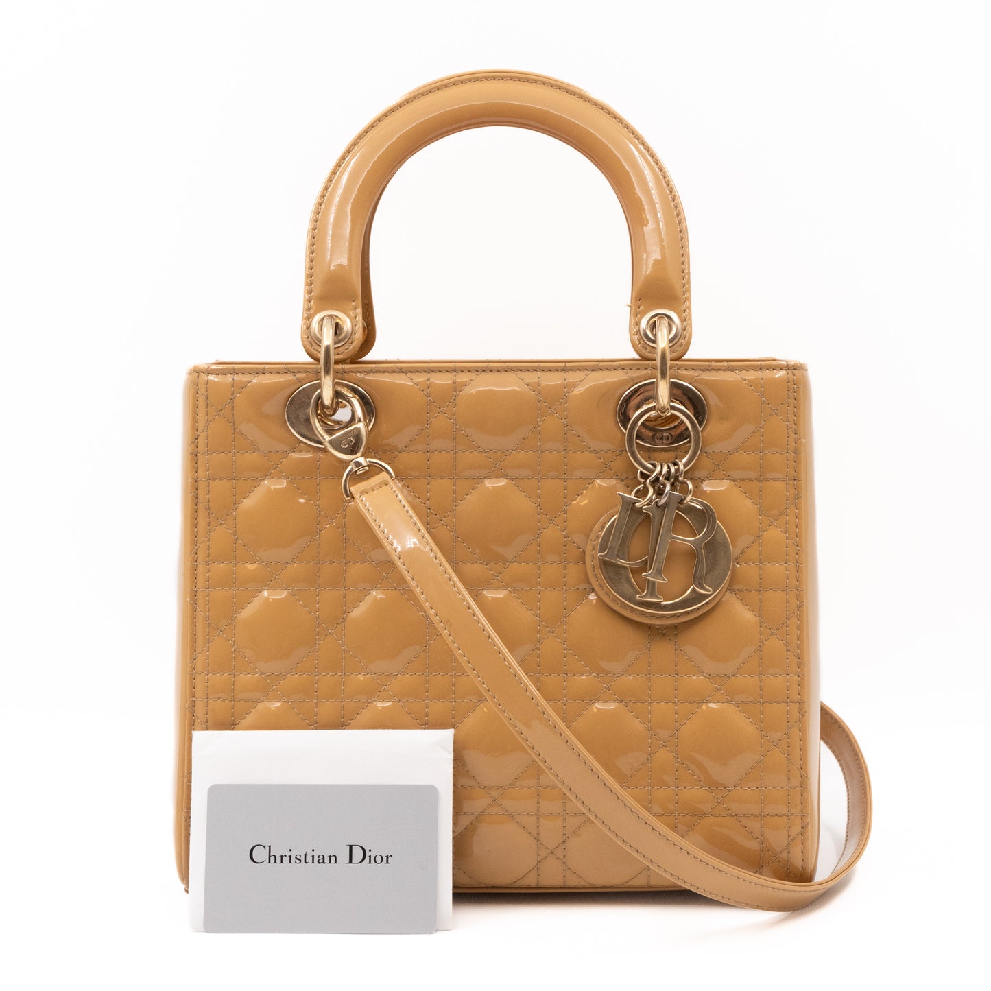 Lady Dior Medium Mustard Patent Leather