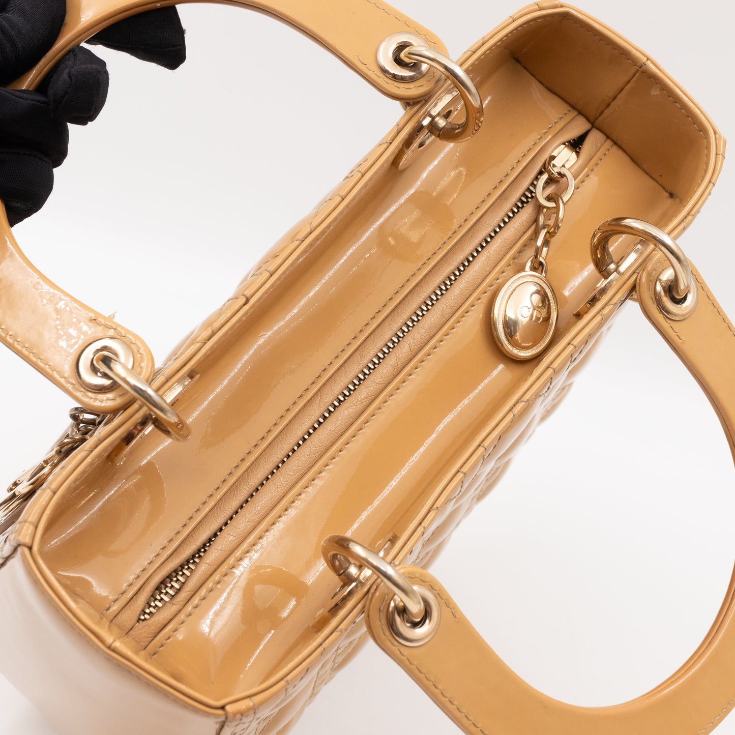 Lady Dior Medium Mustard Patent Leather