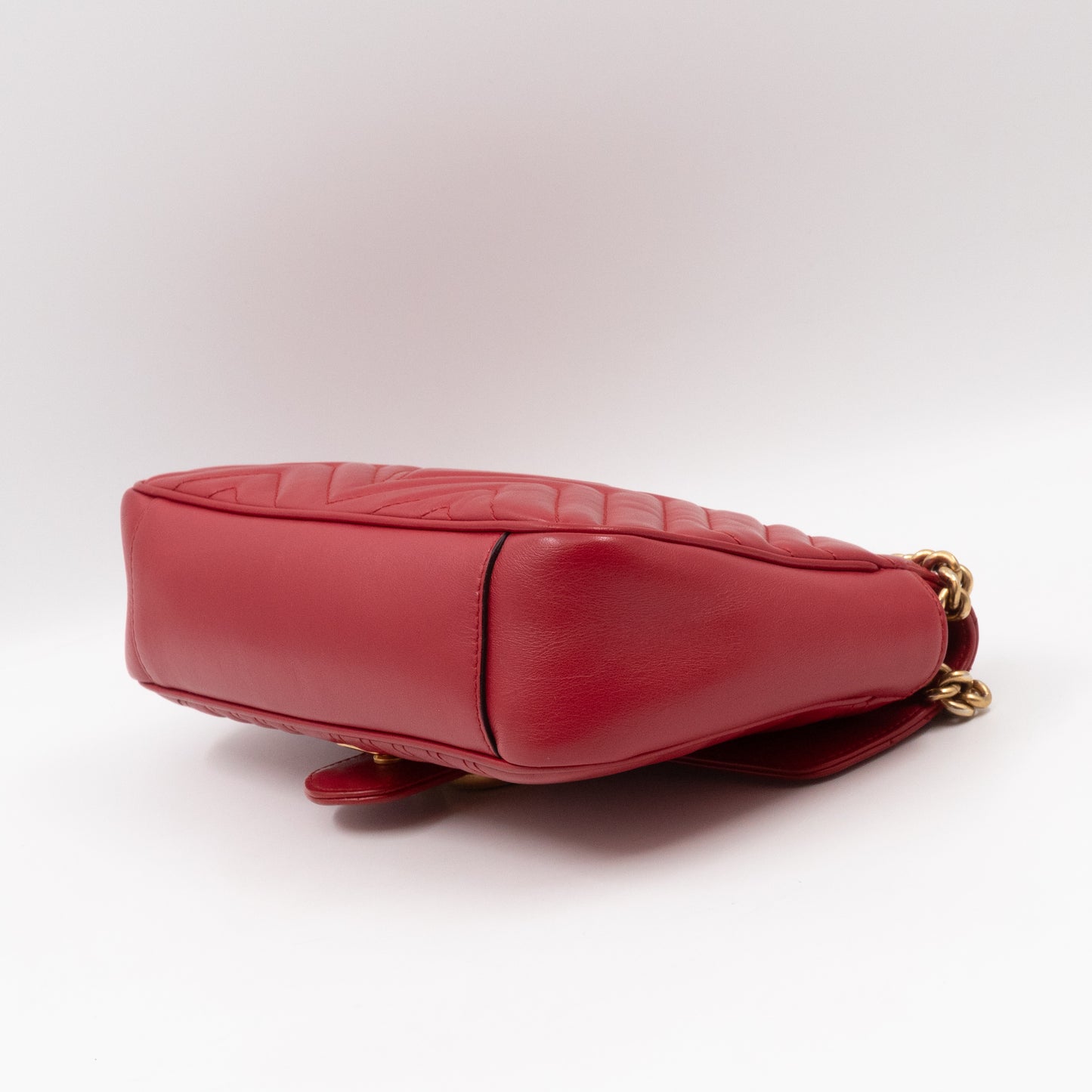 GG Marmont Small Flap Bag Red Matelasse Leather