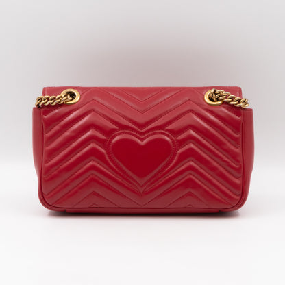 GG Marmont Small Flap Bag Red Matelasse Leather