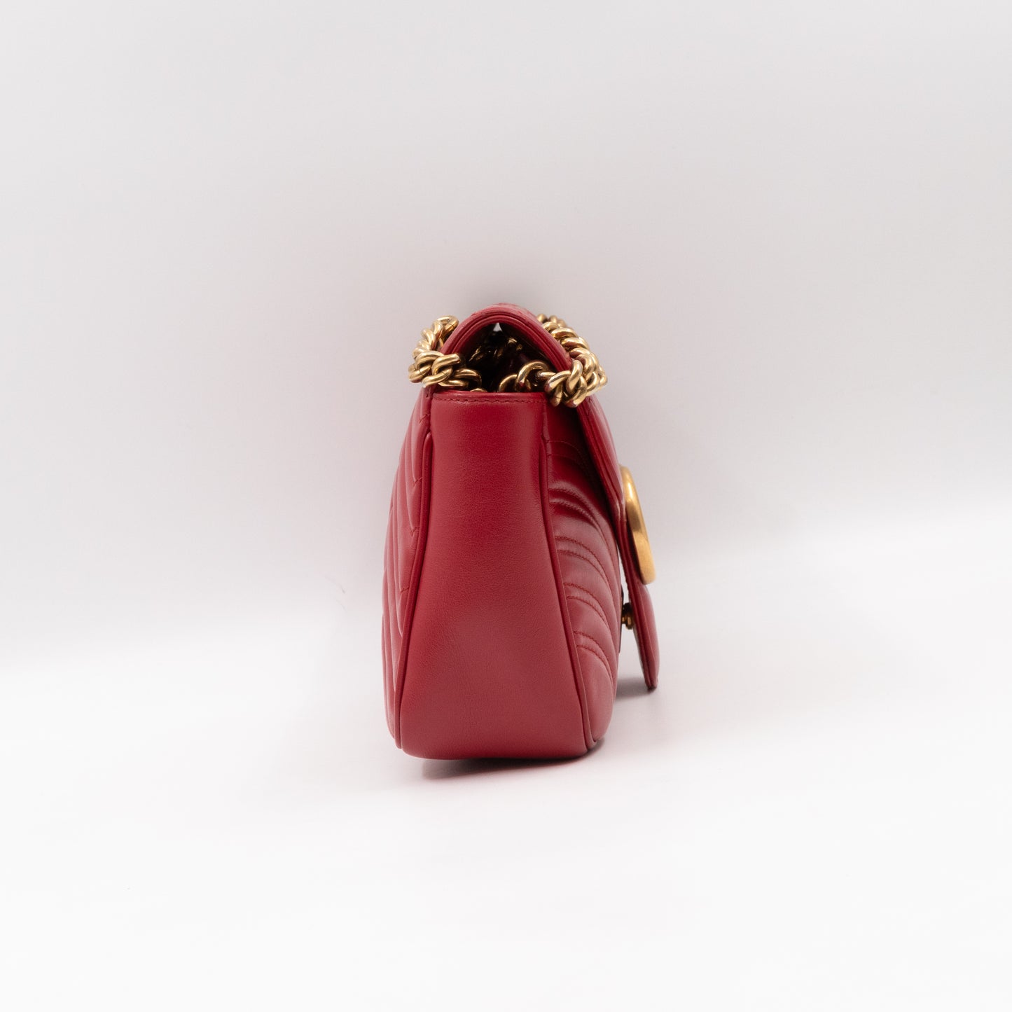 GG Marmont Small Flap Bag Red Matelasse Leather