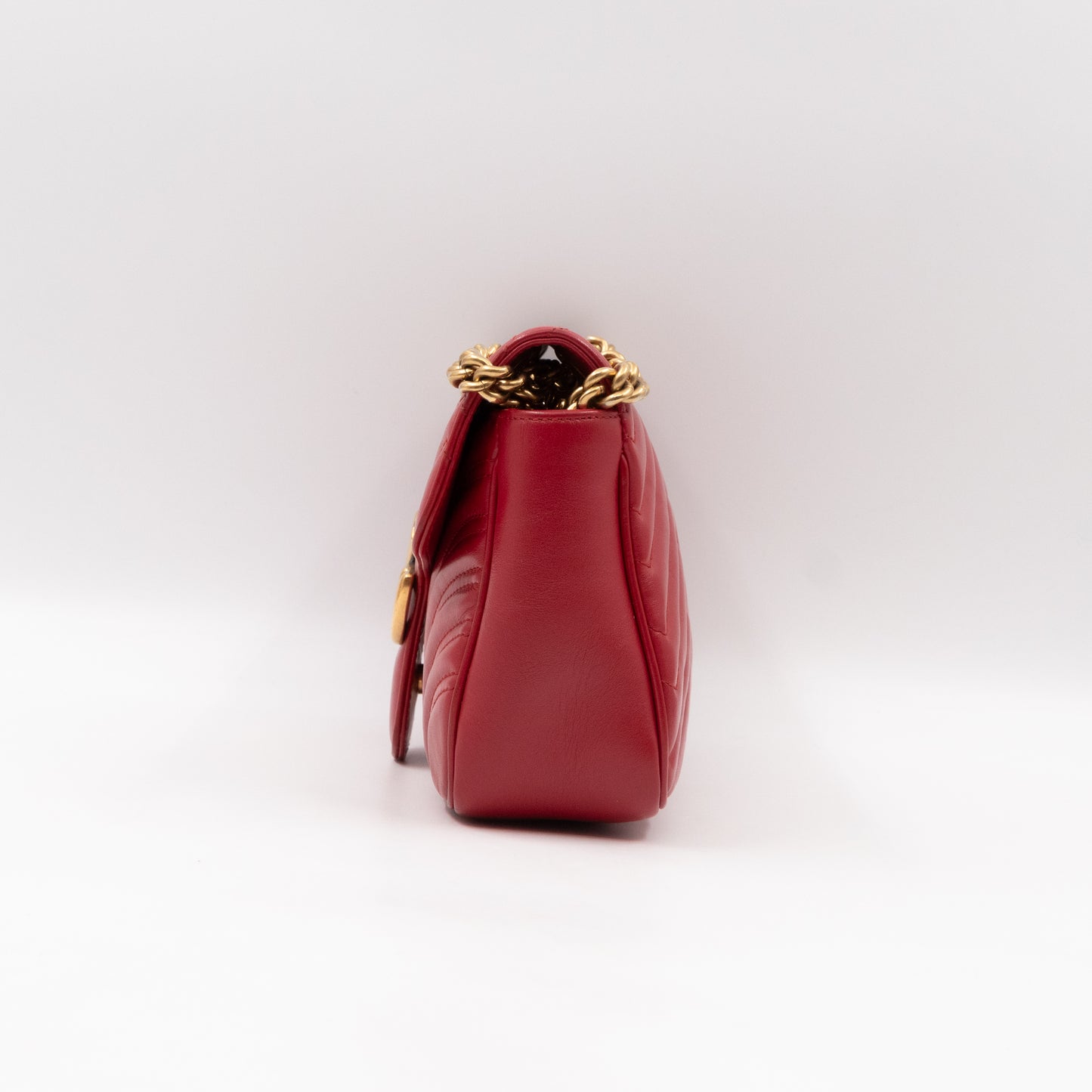 GG Marmont Small Flap Bag Red Matelasse Leather