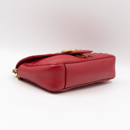 GG Marmont Small Flap Bag Red Matelasse Leather