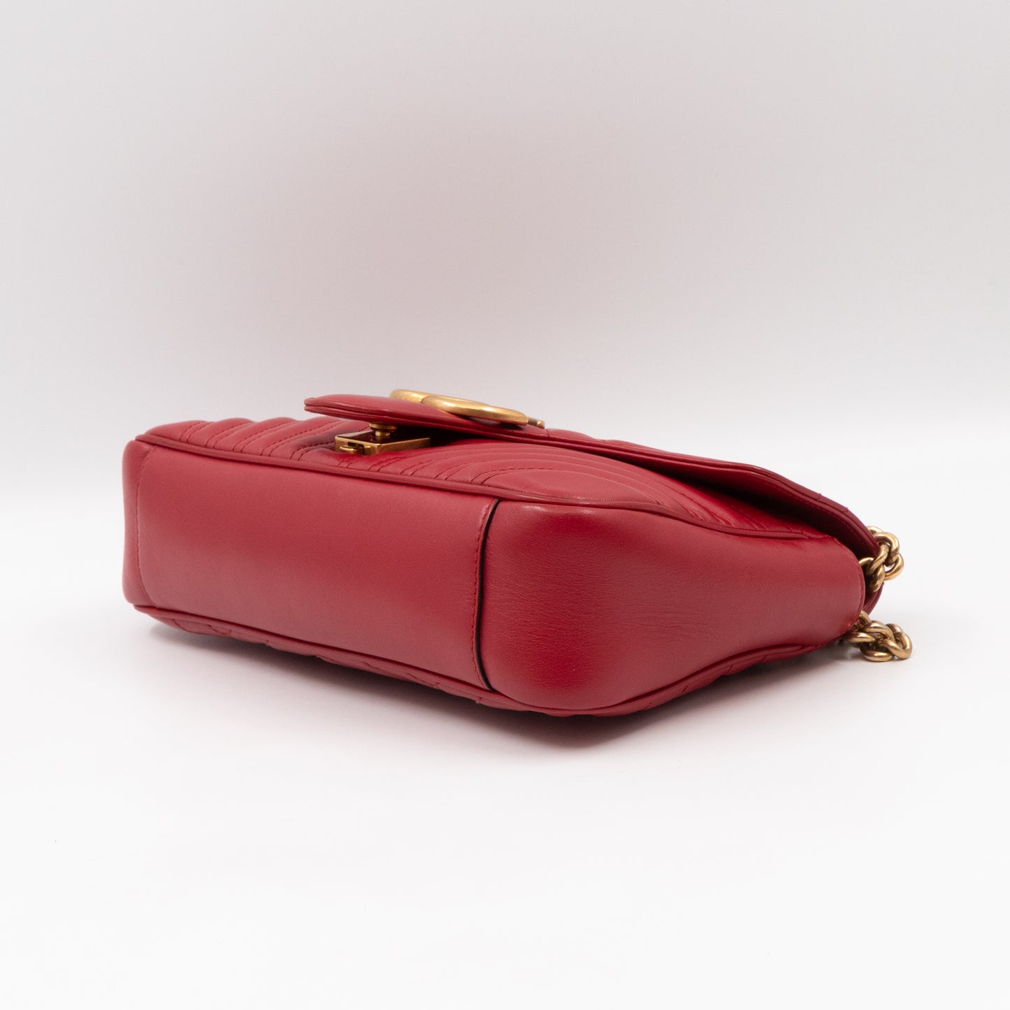 GG Marmont Small Flap Bag Red Matelasse Leather