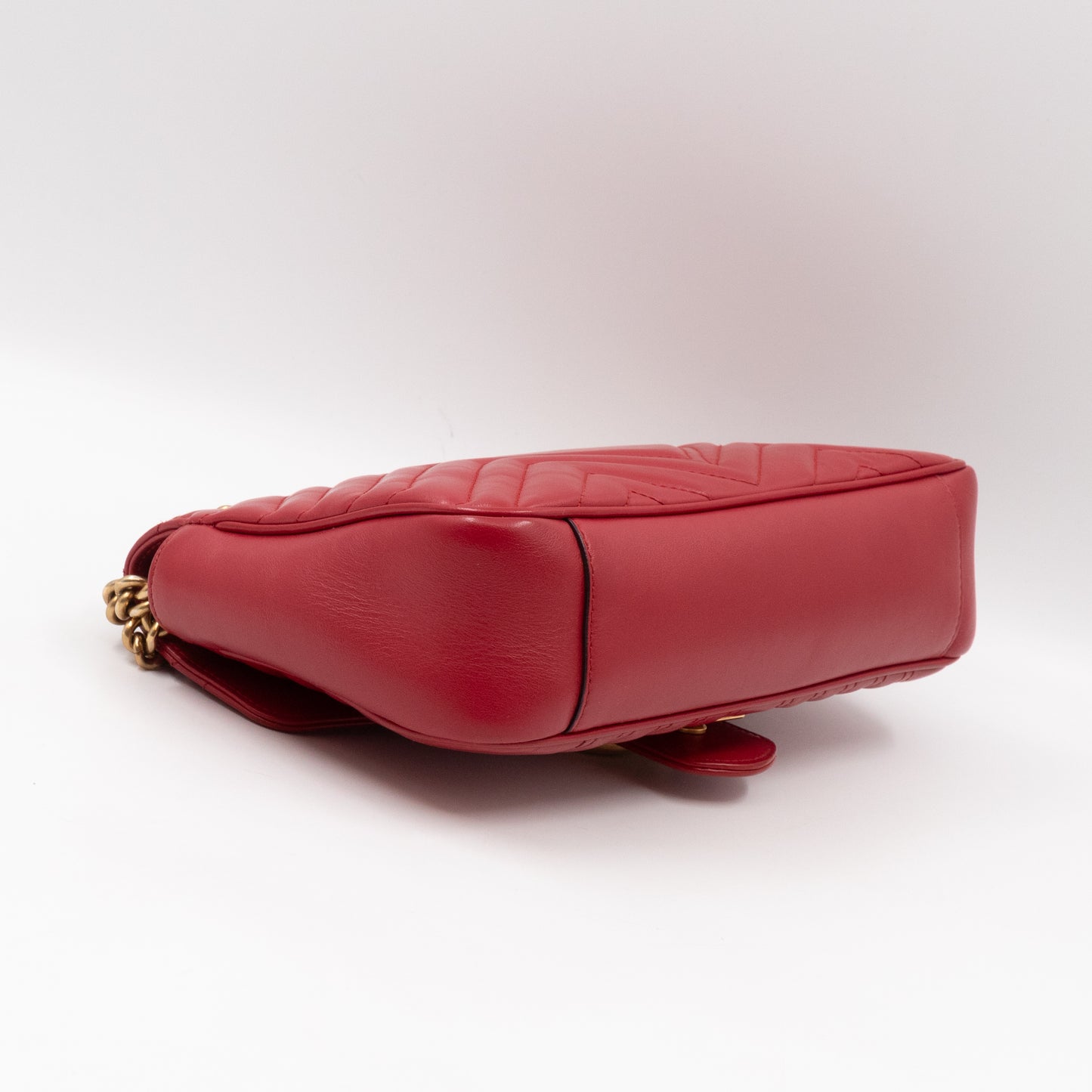 GG Marmont Small Flap Bag Red Matelasse Leather