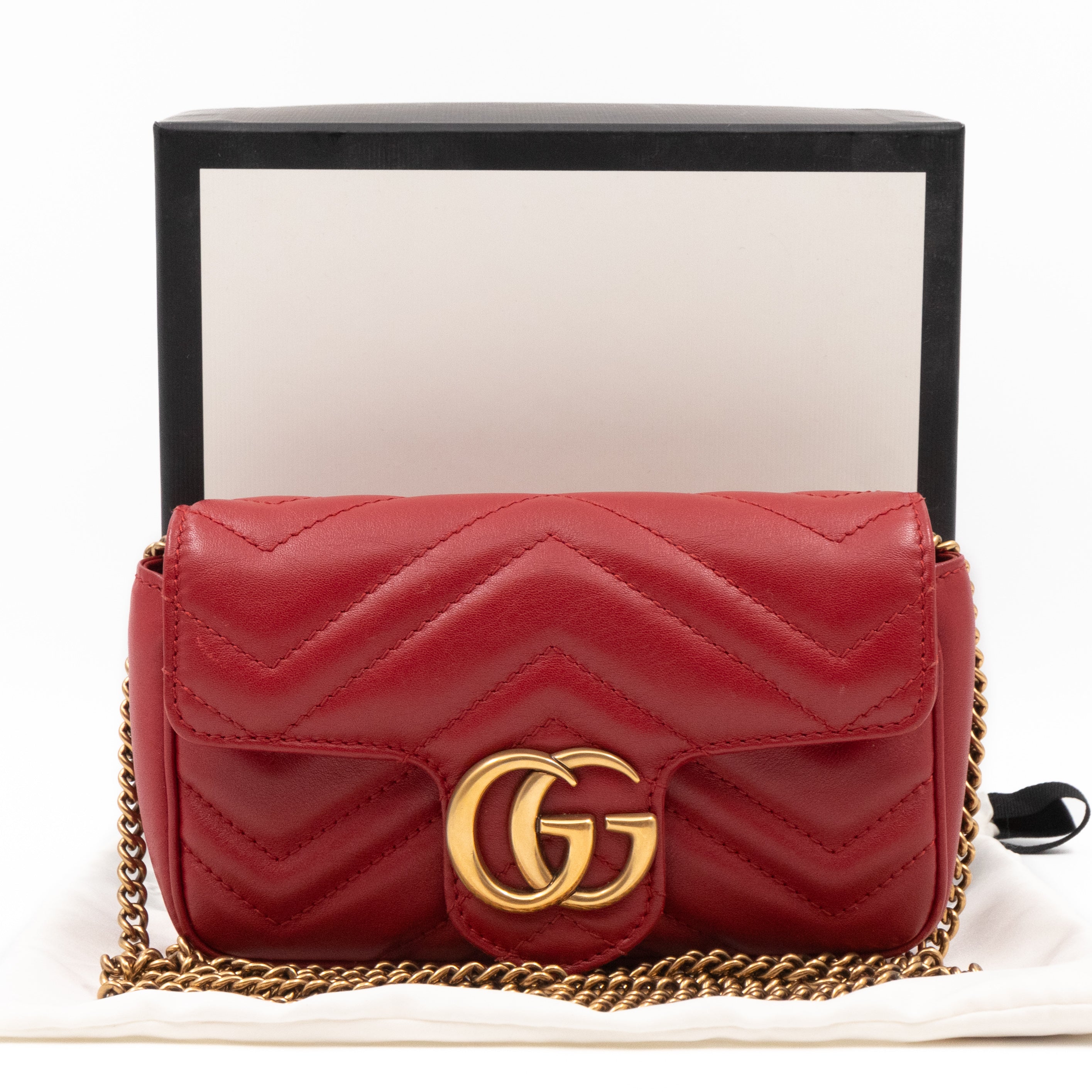 GG Marmont Super Mini Flap Bag Red Leather