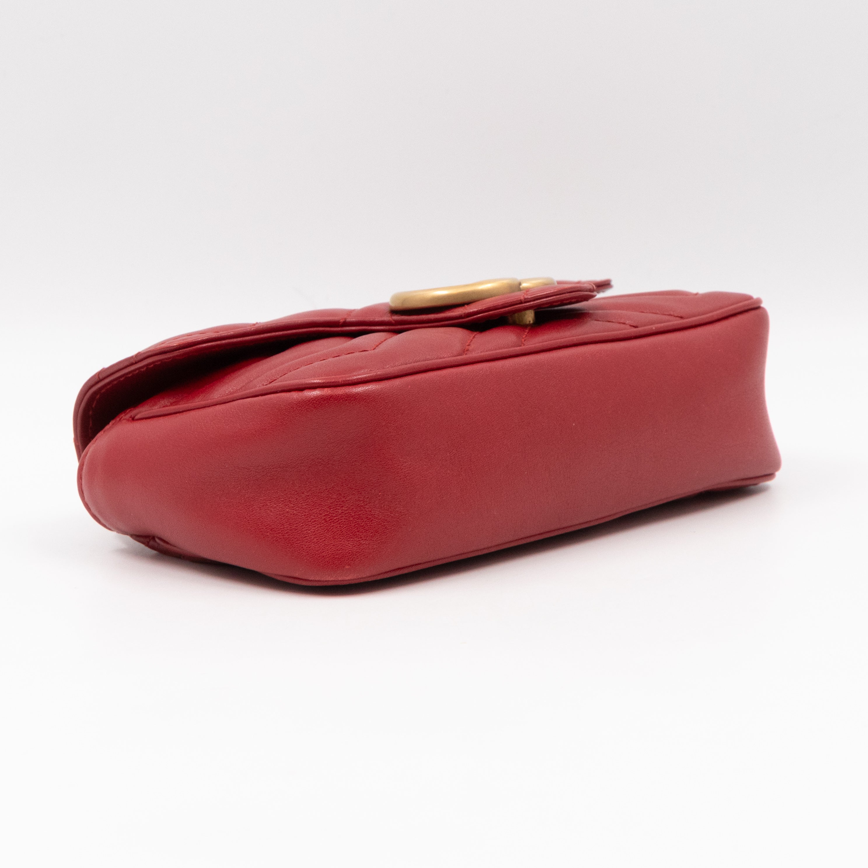 GG Marmont Super Mini Flap Bag Red Leather