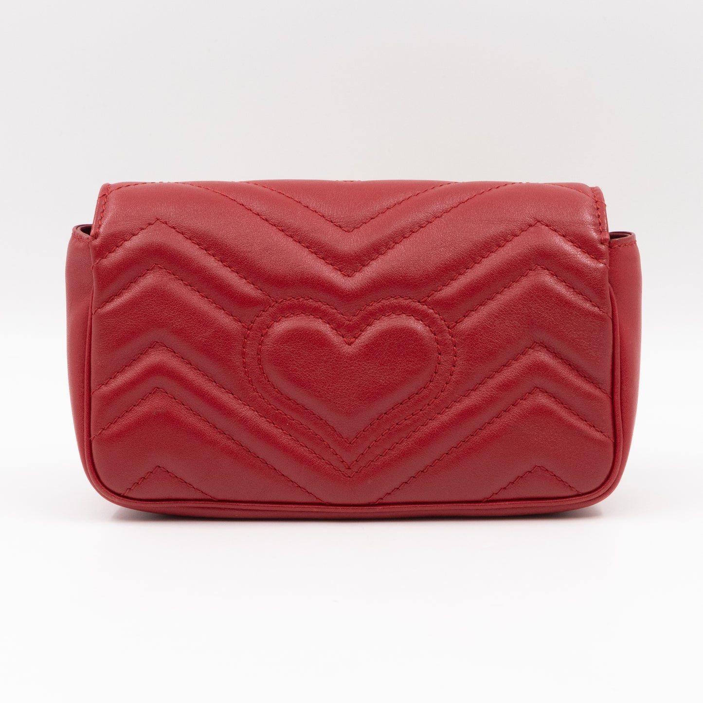 GG Marmont Flap Matelassé Super Mini Red Leather