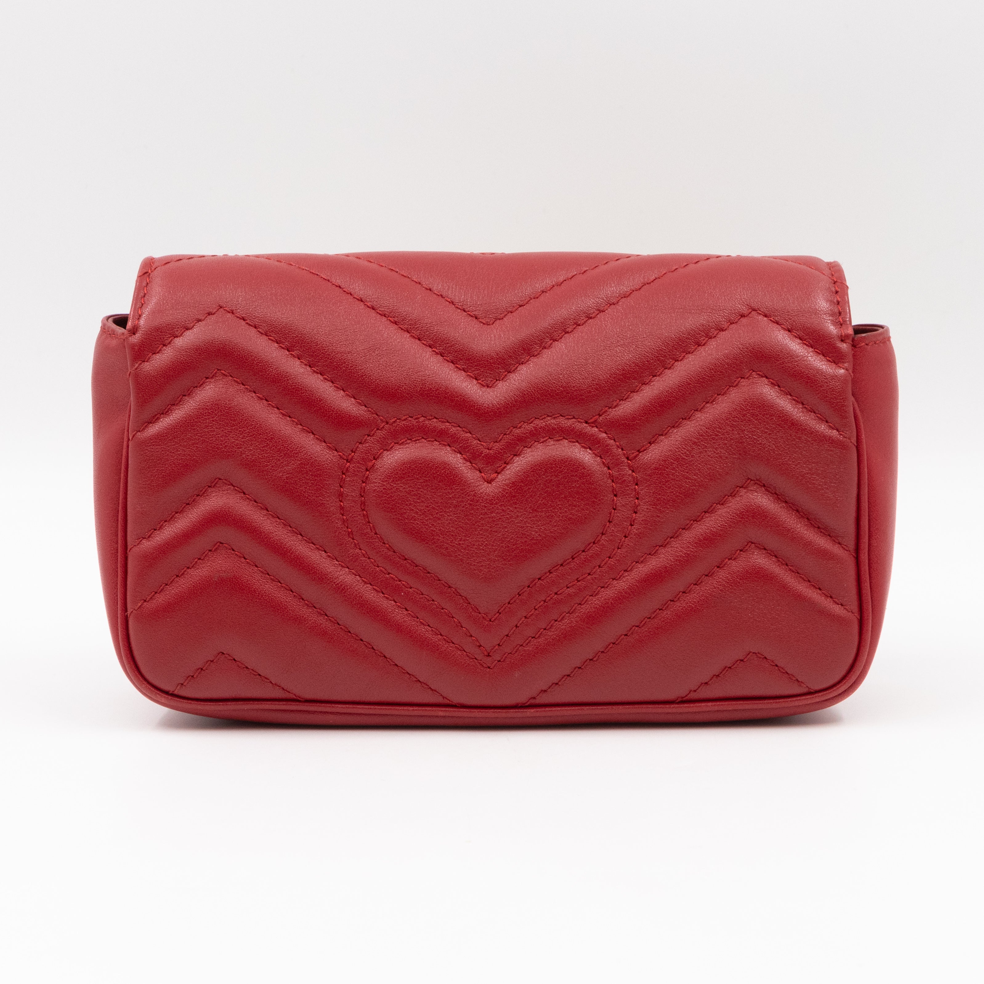 GG Marmont Super Mini Flap Bag Red Leather
