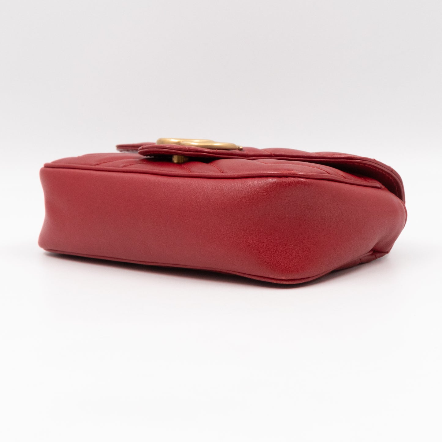 GG Marmont Flap Matelassé Super Mini Red Leather