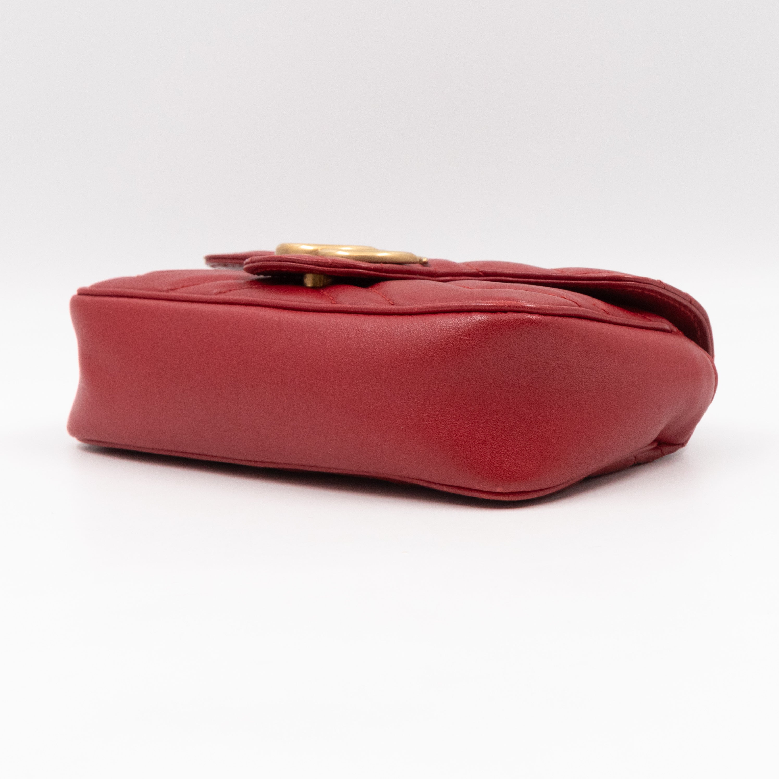 GG Marmont Super Mini Flap Bag Red Leather