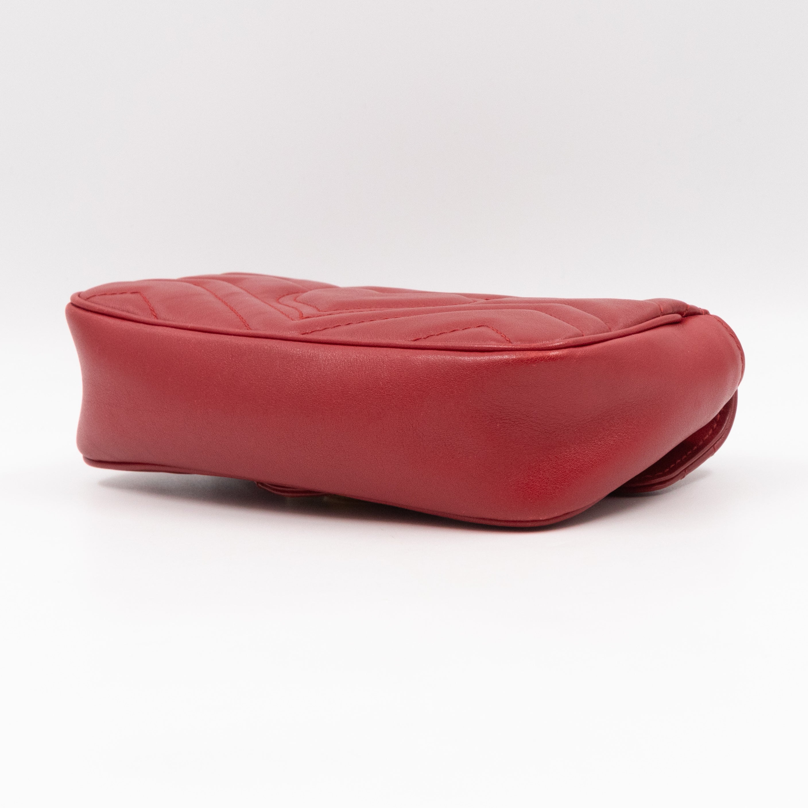 GG Marmont Super Mini Flap Bag Red Leather