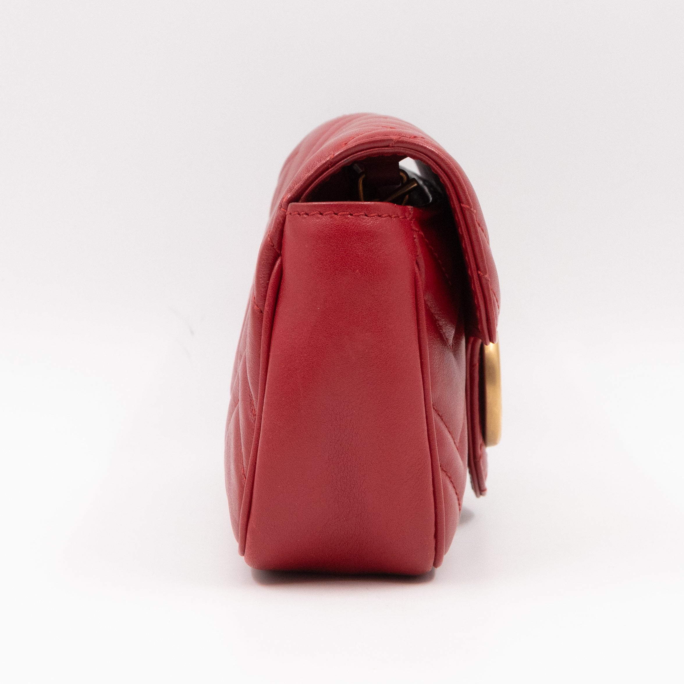 GG Marmont Super Mini Flap Bag Red Leather