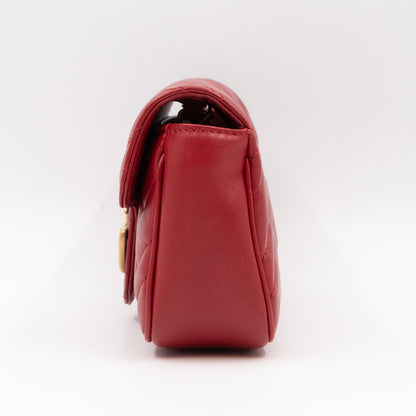 GG Marmont Flap Matelassé Super Mini Red Leather