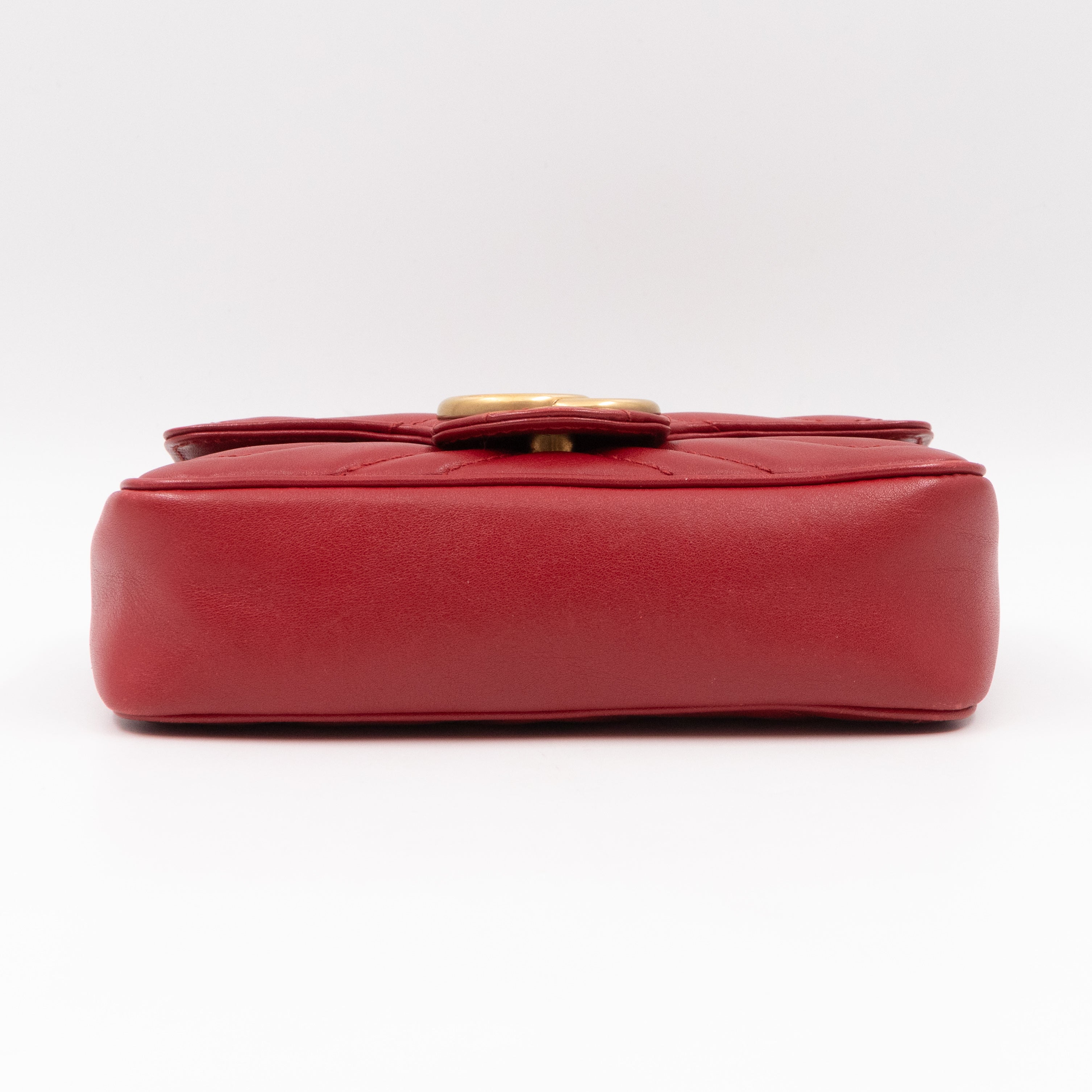 GG Marmont Super Mini Flap Bag Red Leather