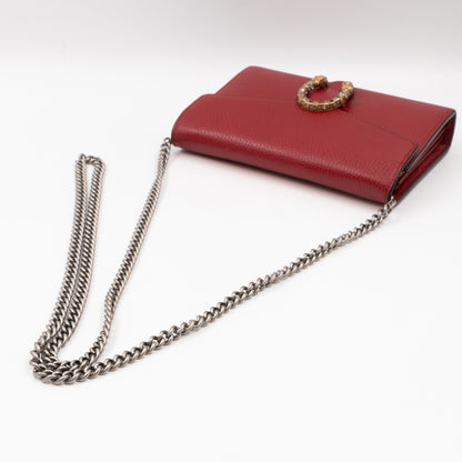 Dionysus Mini Chain Wallet Red Leather