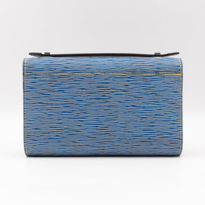 Clery Clutch Denim Light Epi & Black Leather