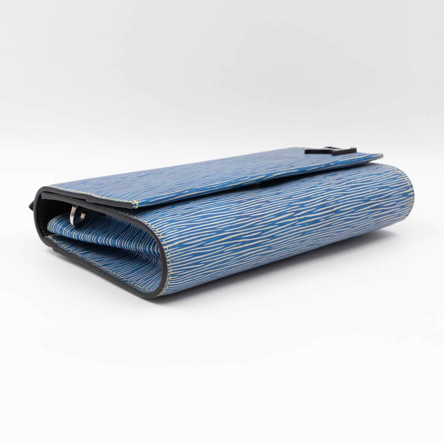 Clery Clutch Denim Light Epi & Black Leather