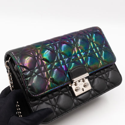 Miss Dior Promenade Pouch Bag Metallic Iridescent Patent & Black Calfskin