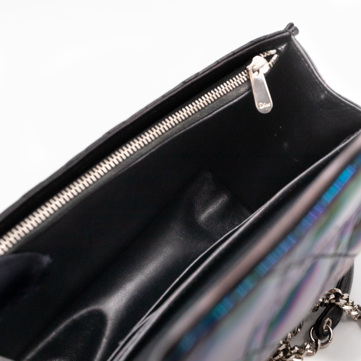 Miss Dior Promenade Pouch Bag Metallic Iridescent Patent & Black Calfskin