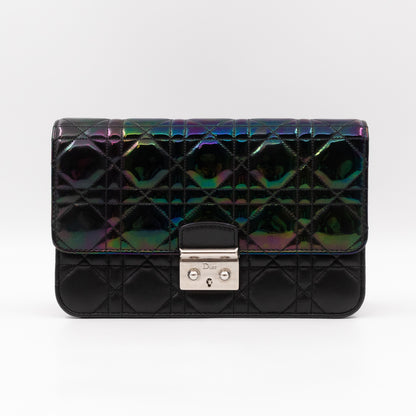 Miss Dior Promenade Pouch Bag Metallic Iridescent Patent & Black Calfskin