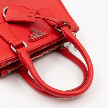 Galleria Micro Double Zip Red Saffiano