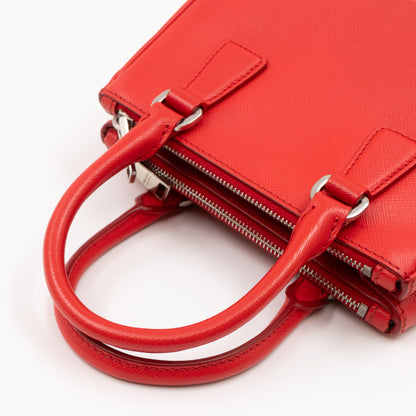 Galleria Micro Double Zip Red Saffiano