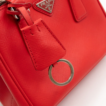 Galleria Micro Double Zip Red Saffiano