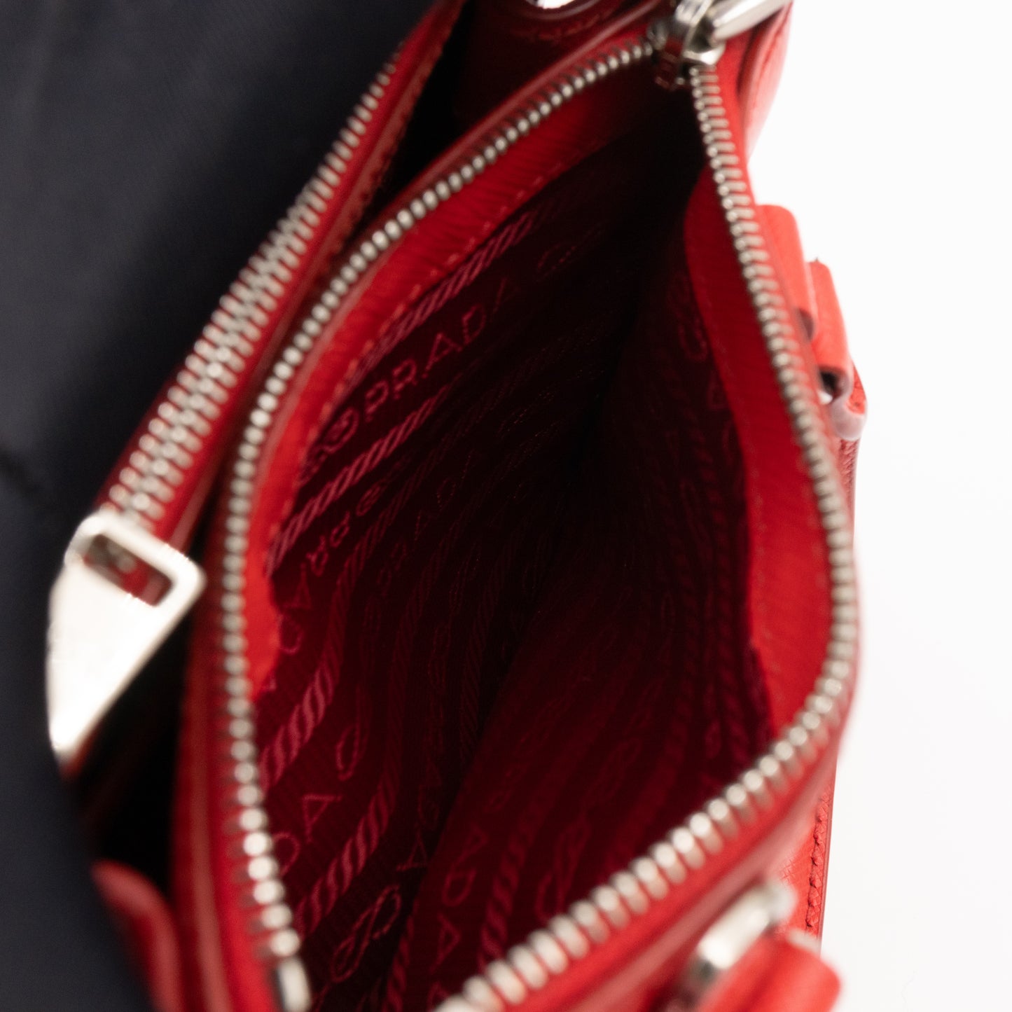 Galleria Micro Double Zip Red Saffiano