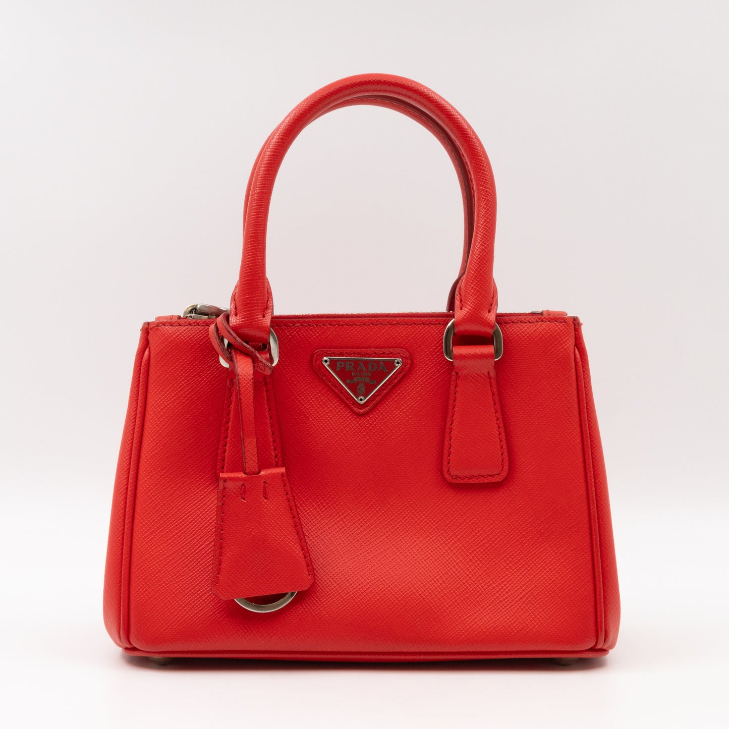 Galleria Micro Double Zip Red Saffiano