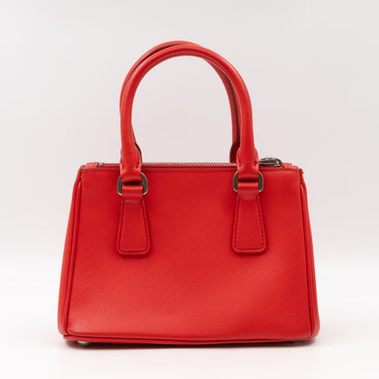 Galleria Micro Double Zip Red Saffiano