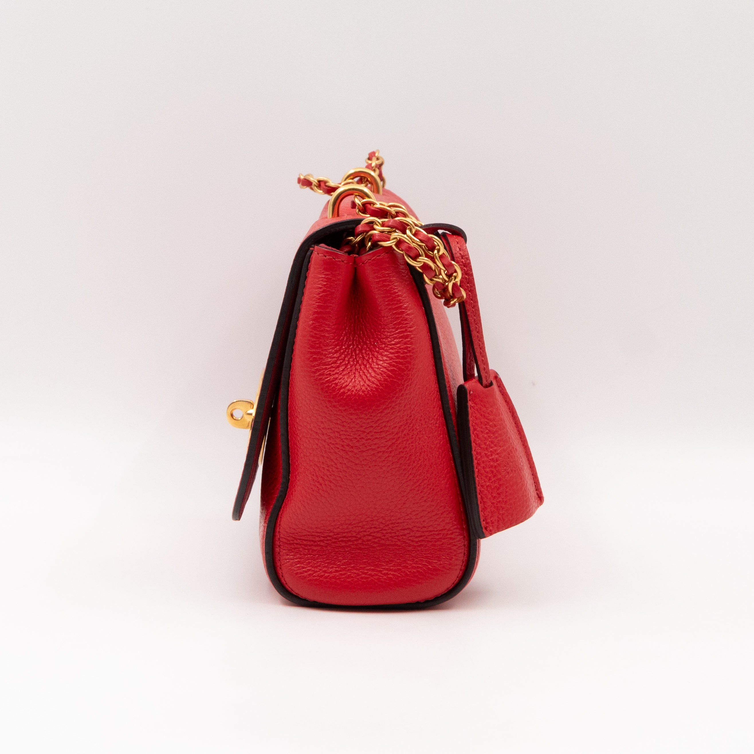 Lily Small Ruby Red Leather Gold