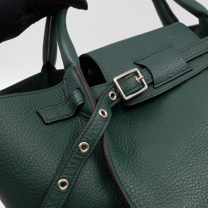 Big Bag Small Green Supple Grained Calfskin