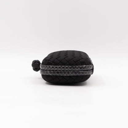 Knot Clutch Black Satin Intrecciato Python Edge