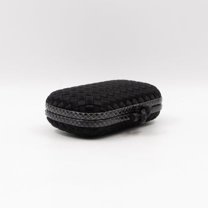 Knot Clutch Black Satin Intrecciato Python Edge