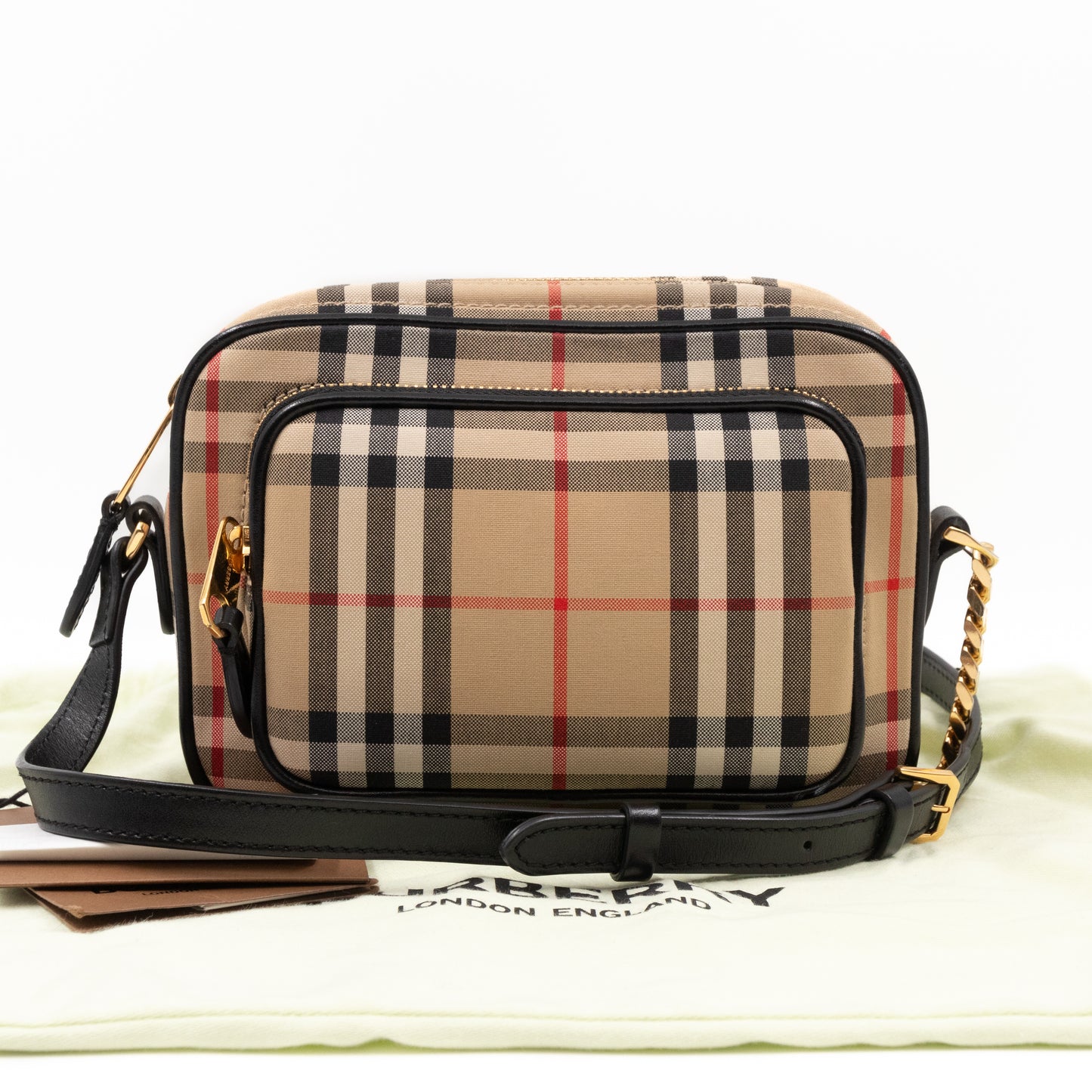 Camera Bag Vintage Beige Check Cotton