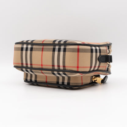 Camera Bag Vintage Beige Check Cotton