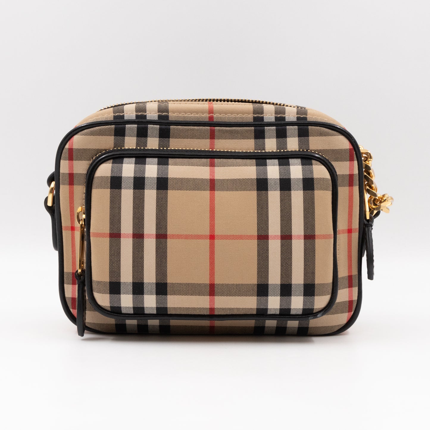 Camera Bag Vintage Beige Check Cotton