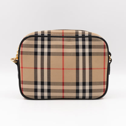 Camera Bag Vintage Beige Check Cotton