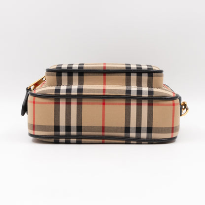 Camera Bag Vintage Beige Check Cotton