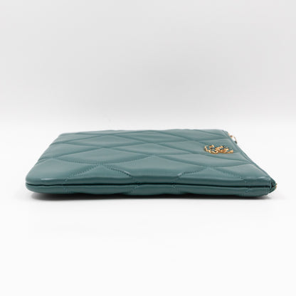 19 Pouch Large Teal Quilted Leather