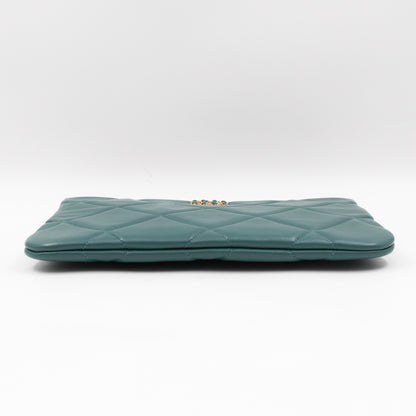 19 Pouch Large Teal Quilted Leather