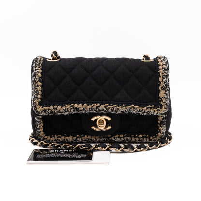 Chanel Classic Mini Rectangular Flap Bag Black Denim Braided
