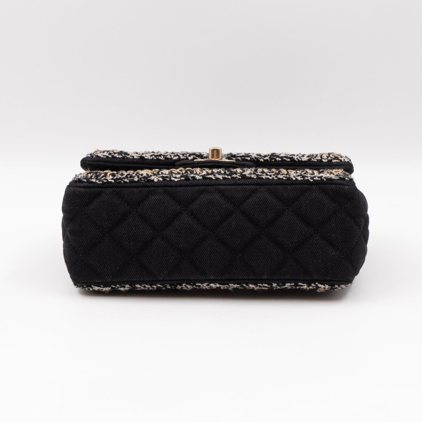 Classic Mini Rectangular Flap Bag Black Denim Braided