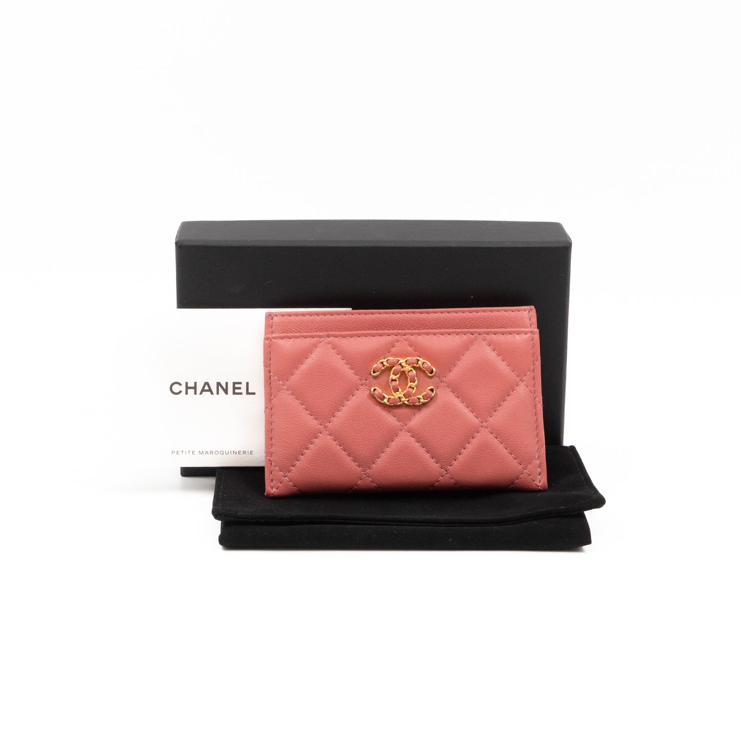 Chanel 19 Card Holder Pink Leather